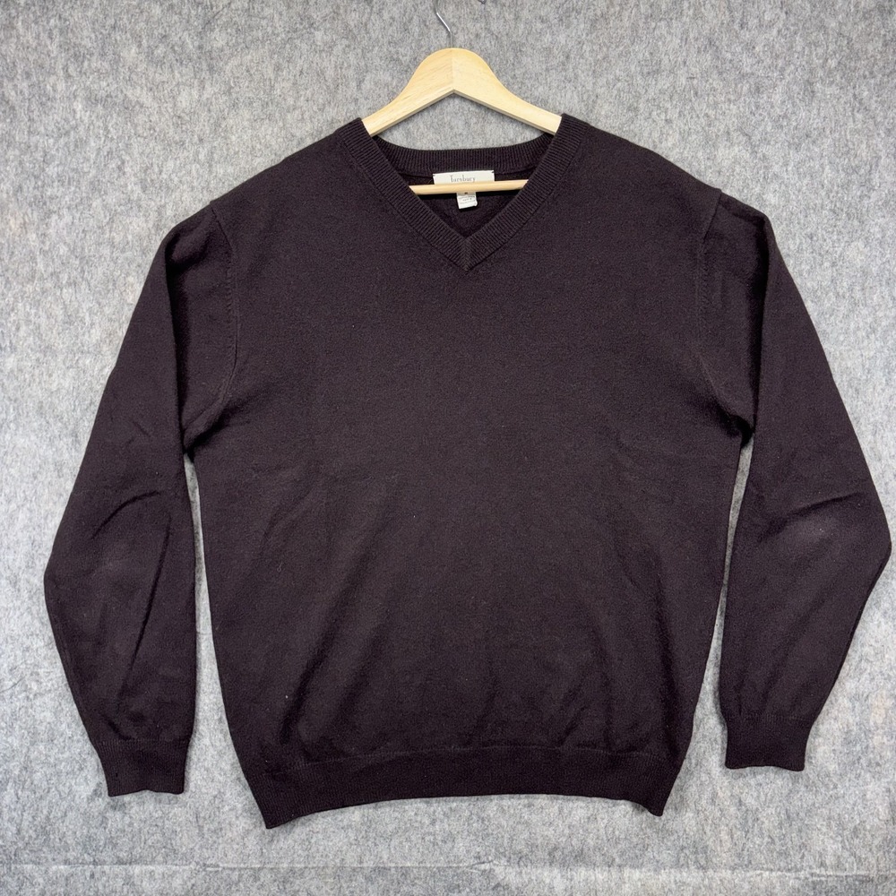 Turnburry Cashmere Sweater Men's Medium Brown V Neck Preppy Soft